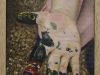 la mano dipinta,  olio su tela, legno, cm. 17x20,  2004